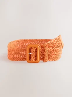 Orange - Large ceinture effet raphia