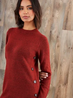 Orange - Robe longue Threadbare en maille à boutons latéraux