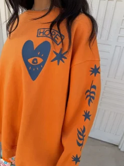 Orange - Sweat-shirt brodé Never Fully Dressed