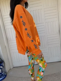 Orange - Sweat-shirt brodé Never Fully Dressed