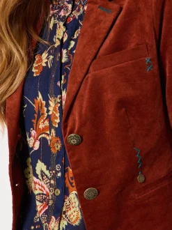 Orange - Veste Joe Browns en velours à détails surpiqués