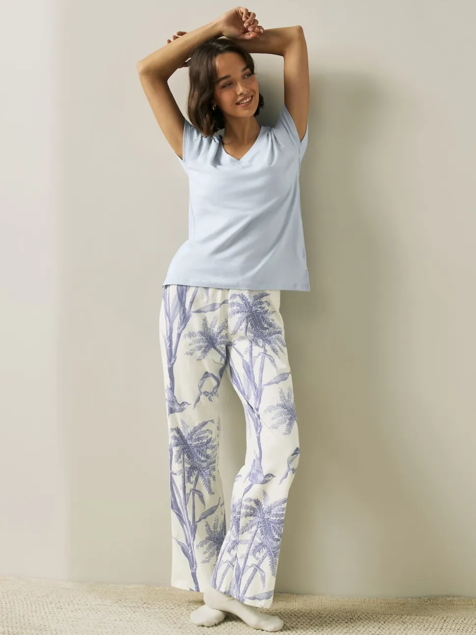 Palmier violet lilas - Pyjama à manches courtes