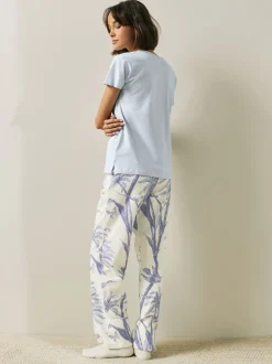 Palmier violet lilas - Pyjama à manches courtes