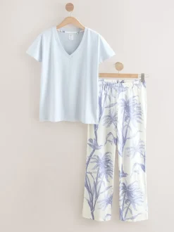 Palmier violet lilas - Pyjama à manches courtes