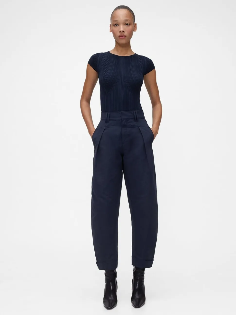 Pantalon barillet taille haute