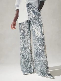 Pantalon large taille haute à sequins Nodinary