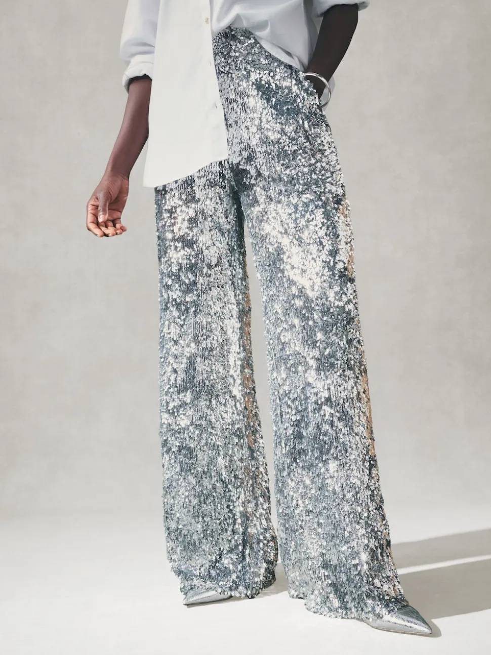 Pantalon large taille haute à sequins Nodinary