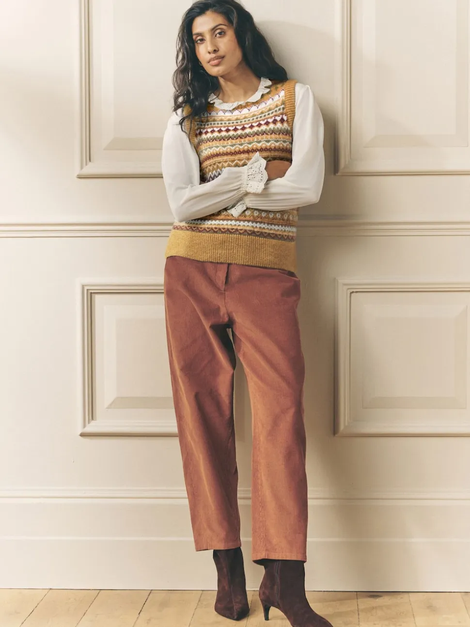 Pantalon léger décontracté en velours côtelé Laura Ashley