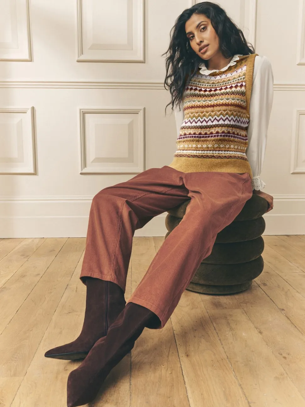 Pantalon léger décontracté en velours côtelé Laura Ashley