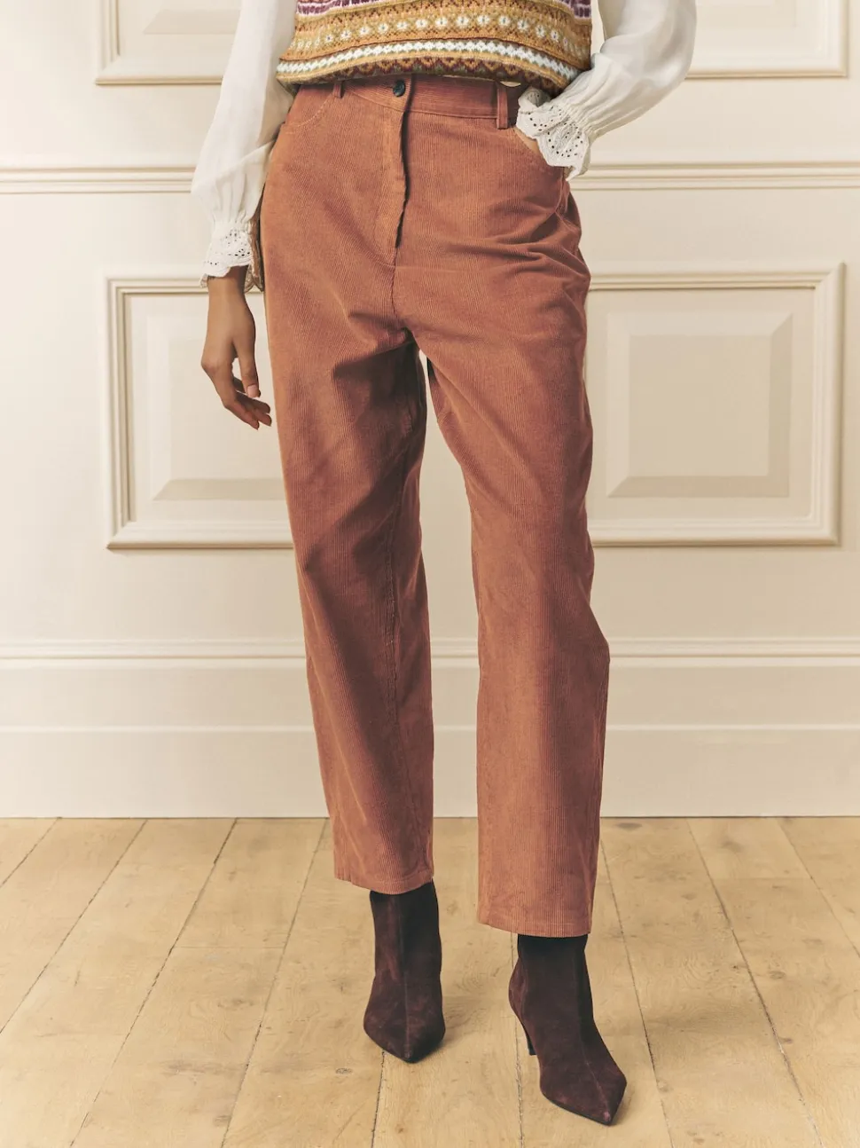 Pantalon léger décontracté en velours côtelé Laura Ashley