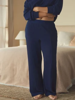 Pantalons Amples B by Ted Baker bleu marine effet froissé texturé
