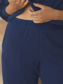 Pantalons Amples B by Ted Baker bleu marine effet froissé texturé