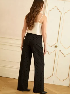 Pantalons amples Love & Roses à pois floqués