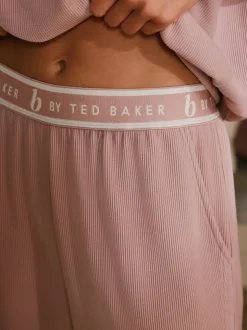 Pantalons B by Ted Baker Ottoman côtelé Jambe large rose