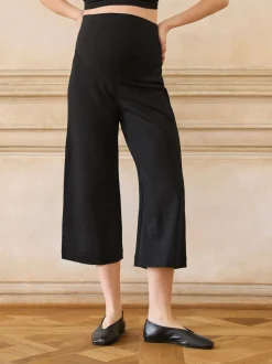 Pantalons de grossesse Seraphine Overbump raccourcis en Ponte à jambe large