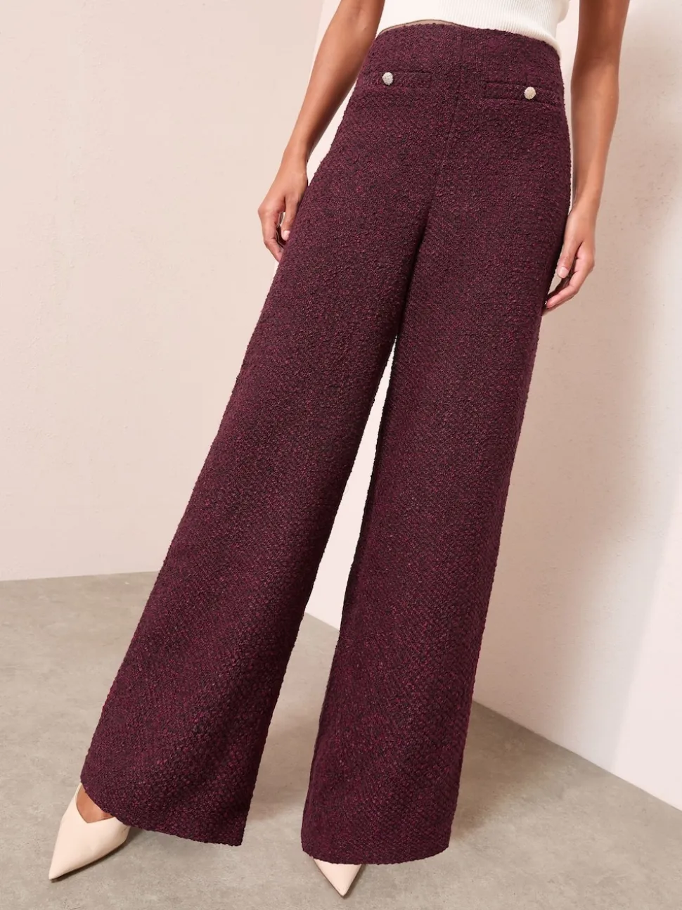 Pantalons Jambe large Friends Like These X Lucy Mecklenburgh Boucle
