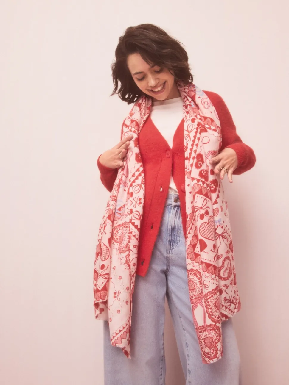 Patchwork rouge Valentine - Écharpe légère