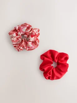 Patchwork rouge Valentine - Lot de 2 chouchous oversize