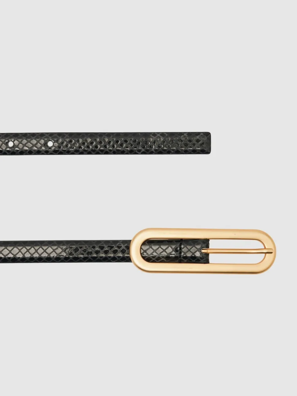 Peau de serpent noire - Ceinture fine en cuir avec boucle allongée Reiss Chaya