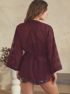 Peignoir B By Ted Baker bordeaux en mousseline de dentelle