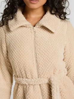 Peignoir Hunkemoller Crème zippé en Polaires