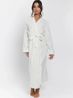 Peignoir Loungeable gaufré 100% coton imprimé citron