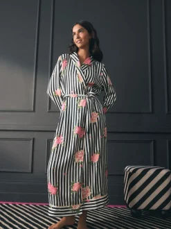 Peignoir Rockett St George en satin à rayures florales