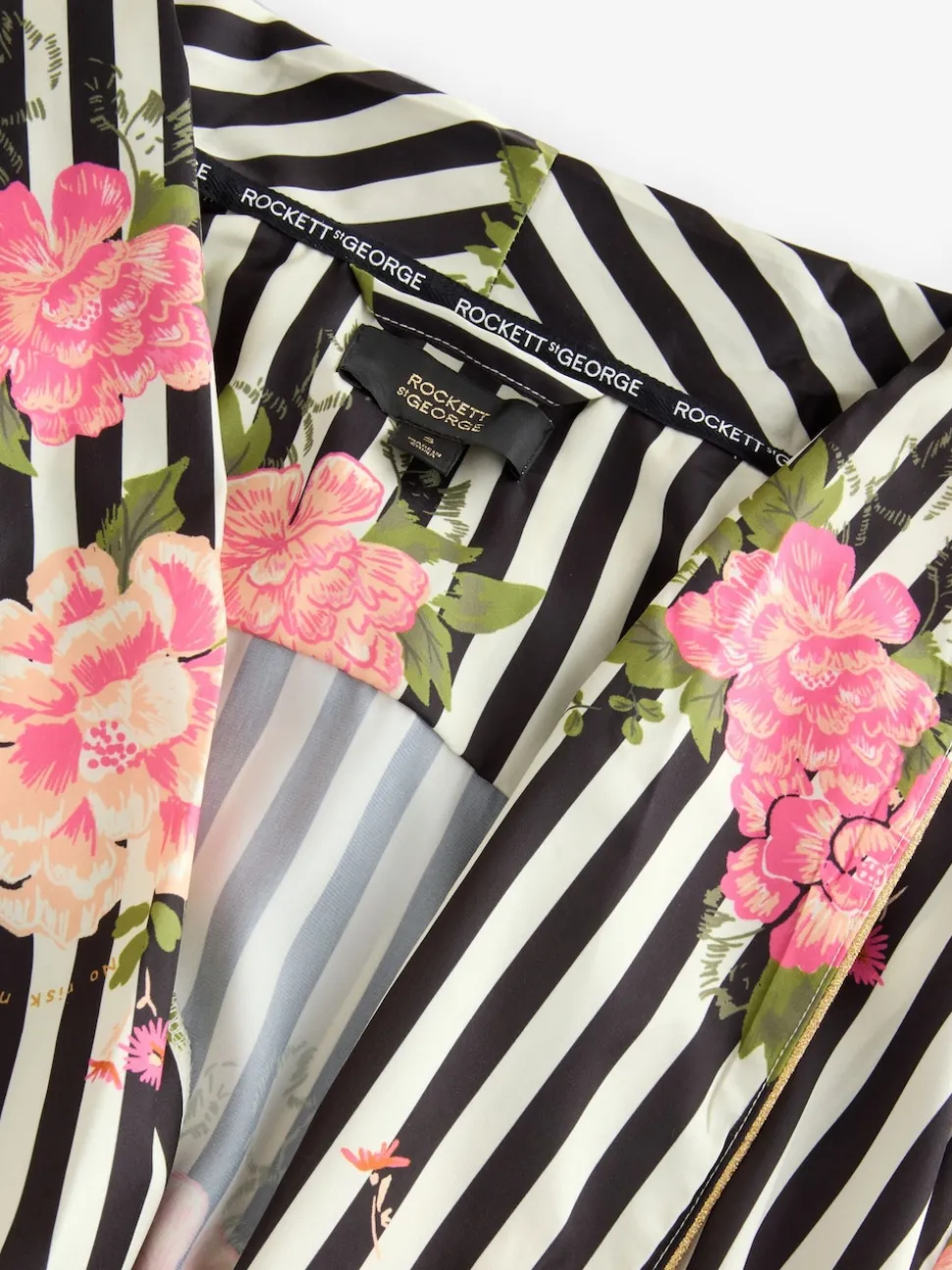 Peignoir Rockett St George en satin à rayures florales