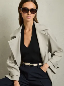 Pierre - Ceinture REISS Hayley en cuir à charnières carrées