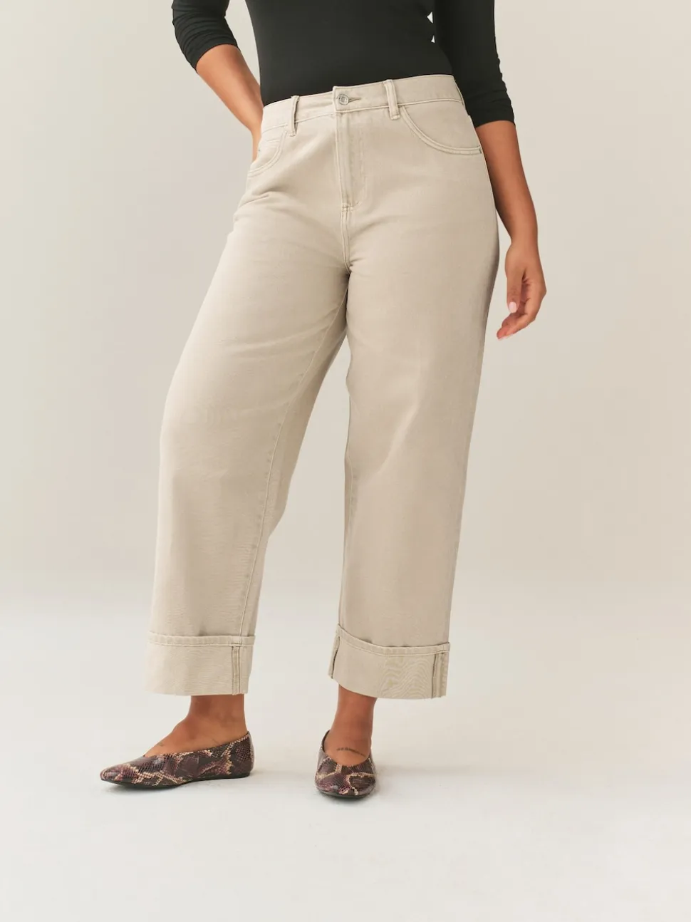 Pierre - Jean retroussé Boyfriend Hourglass Jambe large taille mi-haute