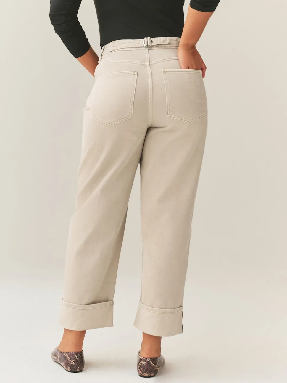 Pierre - Jean retroussé Boyfriend Hourglass Jambe large taille mi-haute