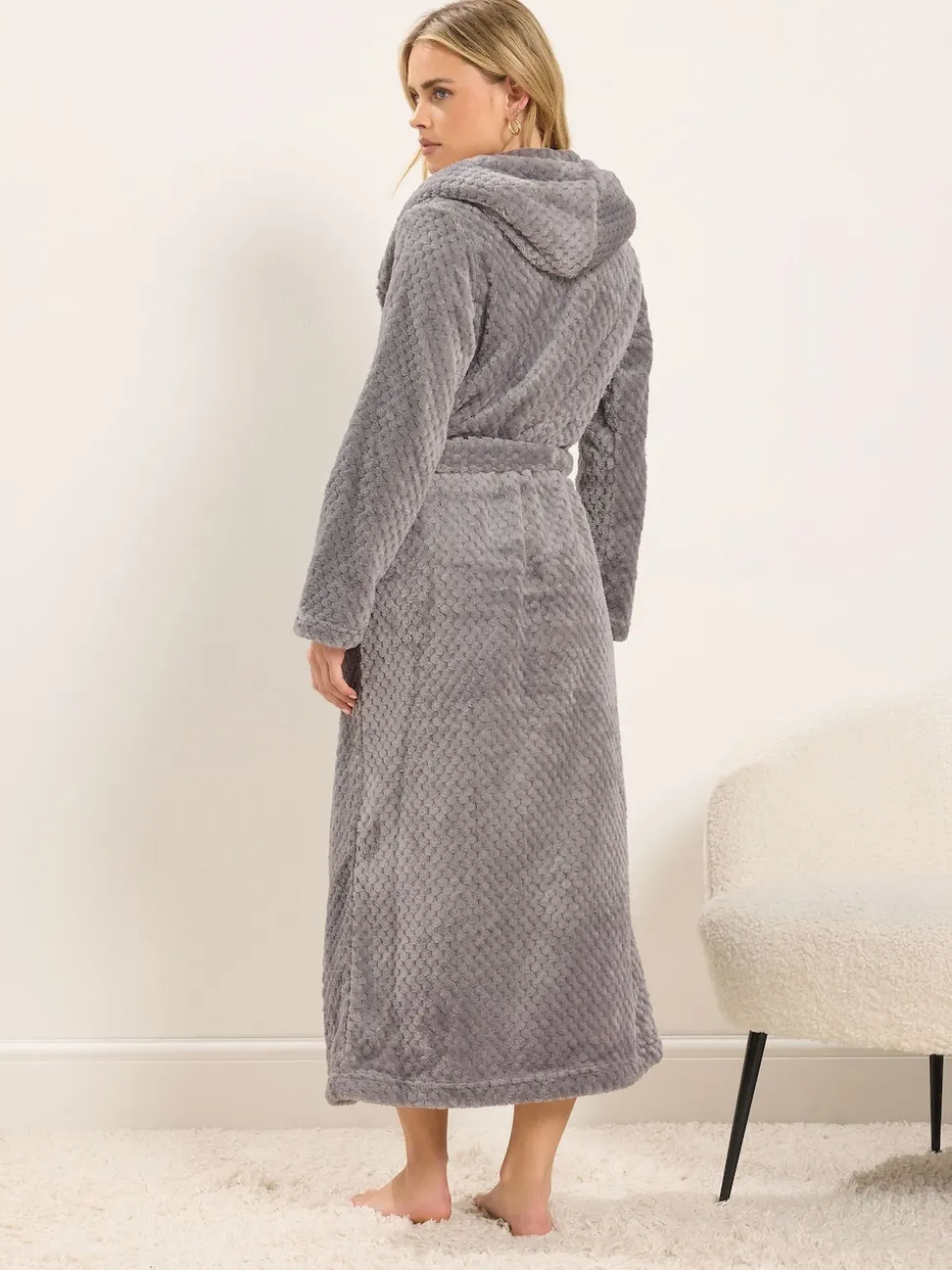 PixieGirl Petite Peignoir maxi en nid d’abeille à capuche