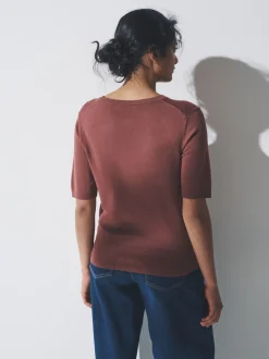 Plum/rose foncé/Marron - T-shirts The Set en maille fine
