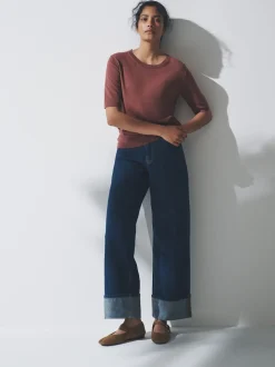Plum/rose foncé/Marron - T-shirts The Set en maille fine