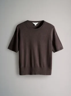 Plum/rose foncé/Marron - T-shirts The Set en maille fine