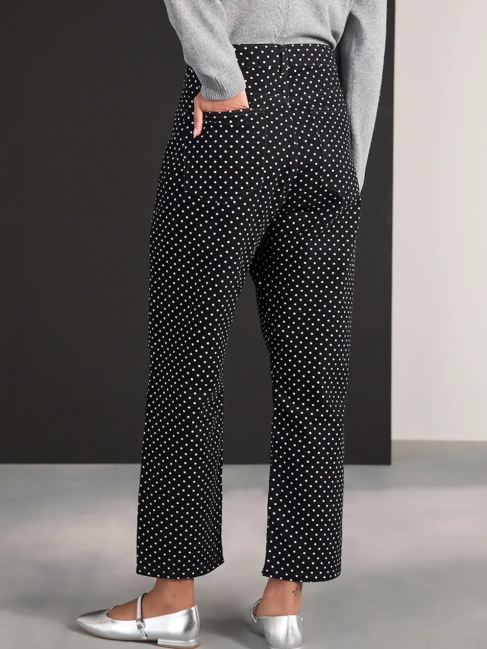 Point noir de Polka - Jeans de jambe droite