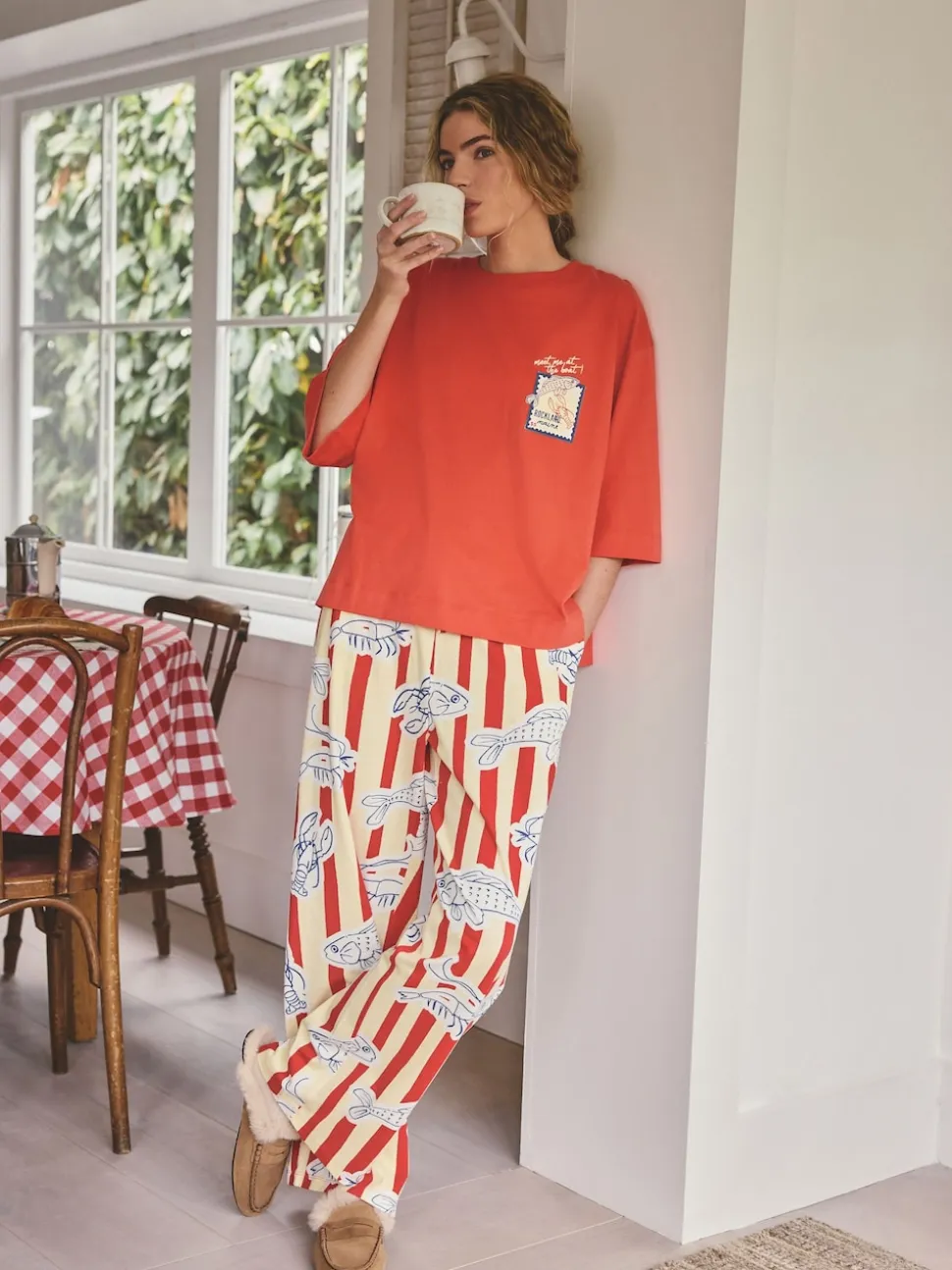 Poisson à rayures rouges - Pyjama en jersey à manches courtes