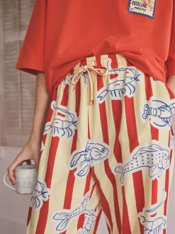 Poisson à rayures rouges - Pyjama en jersey à manches courtes
