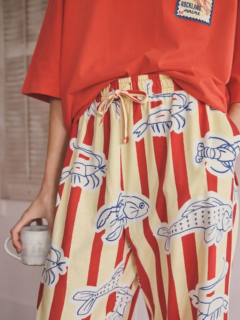 Poisson à rayures rouges - Pyjama en jersey à manches courtes
