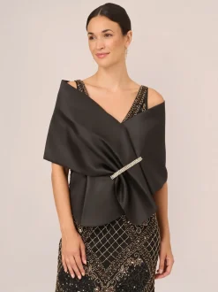 Poncho Adrianna Papell Mikado noir orné
