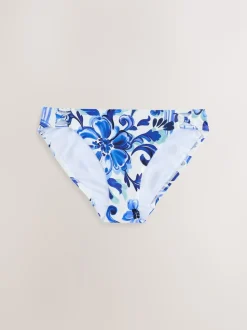 Porcelaine blanc/bleu - Bas de bikini échancré