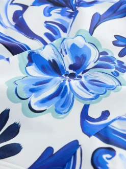 Porcelaine blanc/bleu - Bas de bikini échancré