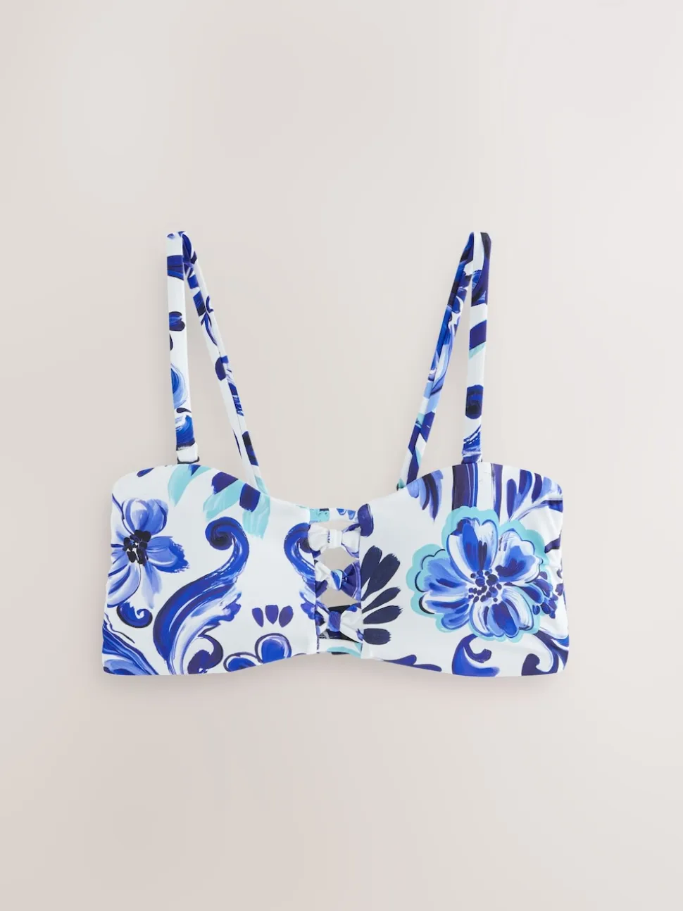 Porcelaine blanc/bleu - Haut de bikini bandeau sans armatures