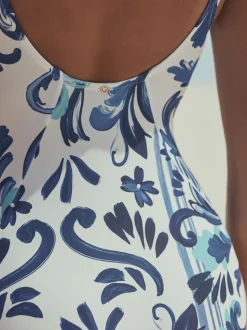 Porcelaine blanc/bleu - Maillot de bain Wrap Tummy Control
