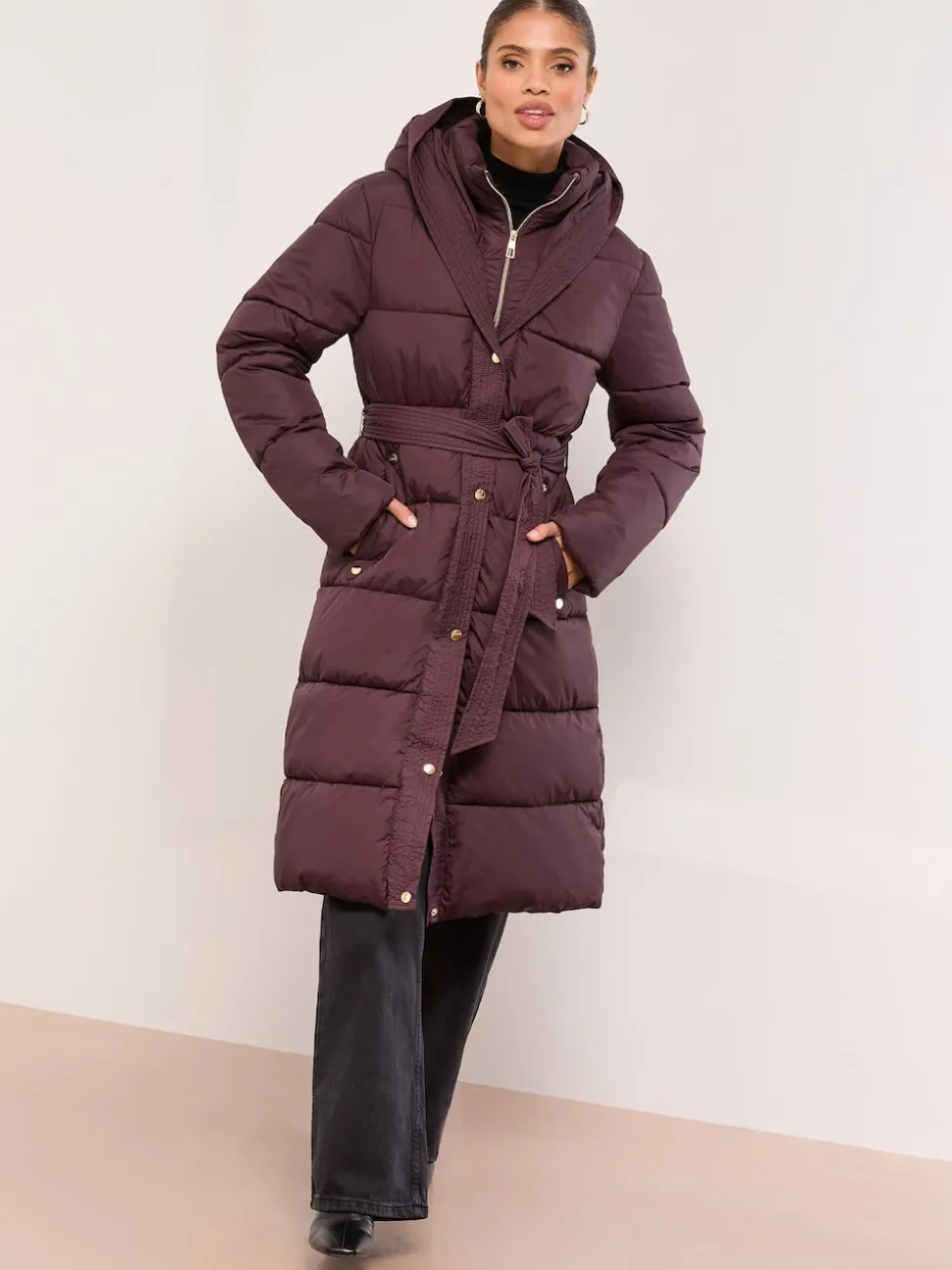 prune - Manteau long Ceinturé Lipsy en entonnoir double couche