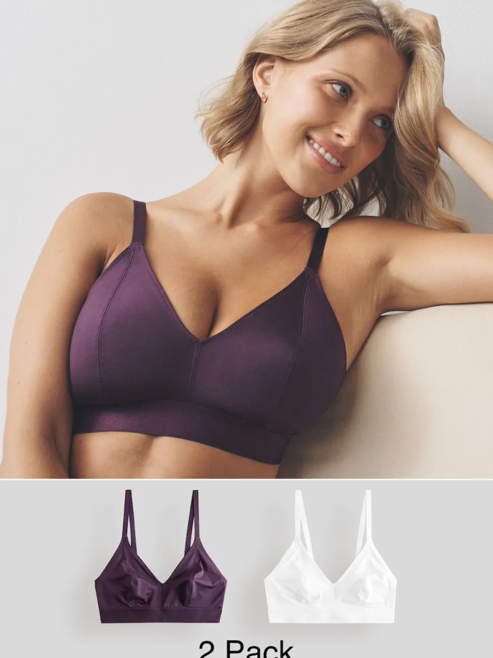 Prune violet/blanc - Lot de brassières DD+ Ultimate Comfort sans 2