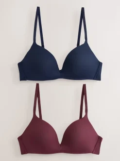 Prune violet/bleu marine - Lot de 2 soutiens-gorge lissants sans armatures A-E push-up rembourrés