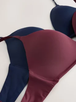 Prune violet/bleu marine - Lot de 2 soutiens-gorge lissants sans armatures A-E push-up rembourrés