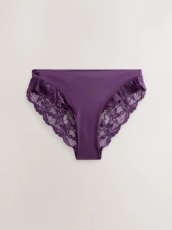 Prune violet/imprimé floral - Lot de 2 culottes échancrées