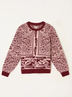 Pull FatFace à col ras du cou en maille à fleurs